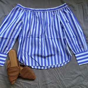 Off the Shoulders Striped Shirt